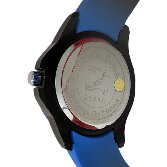 Charles Delon Casual Style Black/Blue Watch - Picture 2 of 3